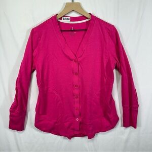 Isaac Mizrahi Live Essentials Pink Button Front Cardigan – Women’s Medium